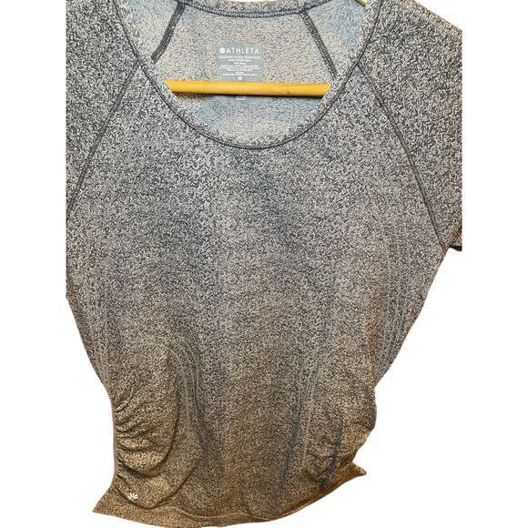 Athleta Women's Medium Fast Track Swiftly Ruched Grey Heathered Running T-Shirt - Picture 6 of 11